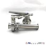 Sanitary Tee with 3A Standard Butterfly Valves with SS Handle